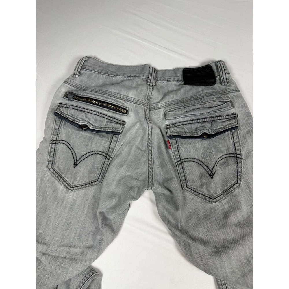 Levi's Rare 514 Slim Straight Gray Cargo Pocket Jeans 29x29 Distressed Wash 2010